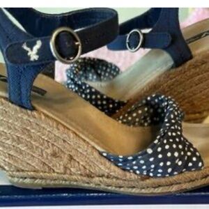 American Eagle Navy Espadrille Wedge Sandals